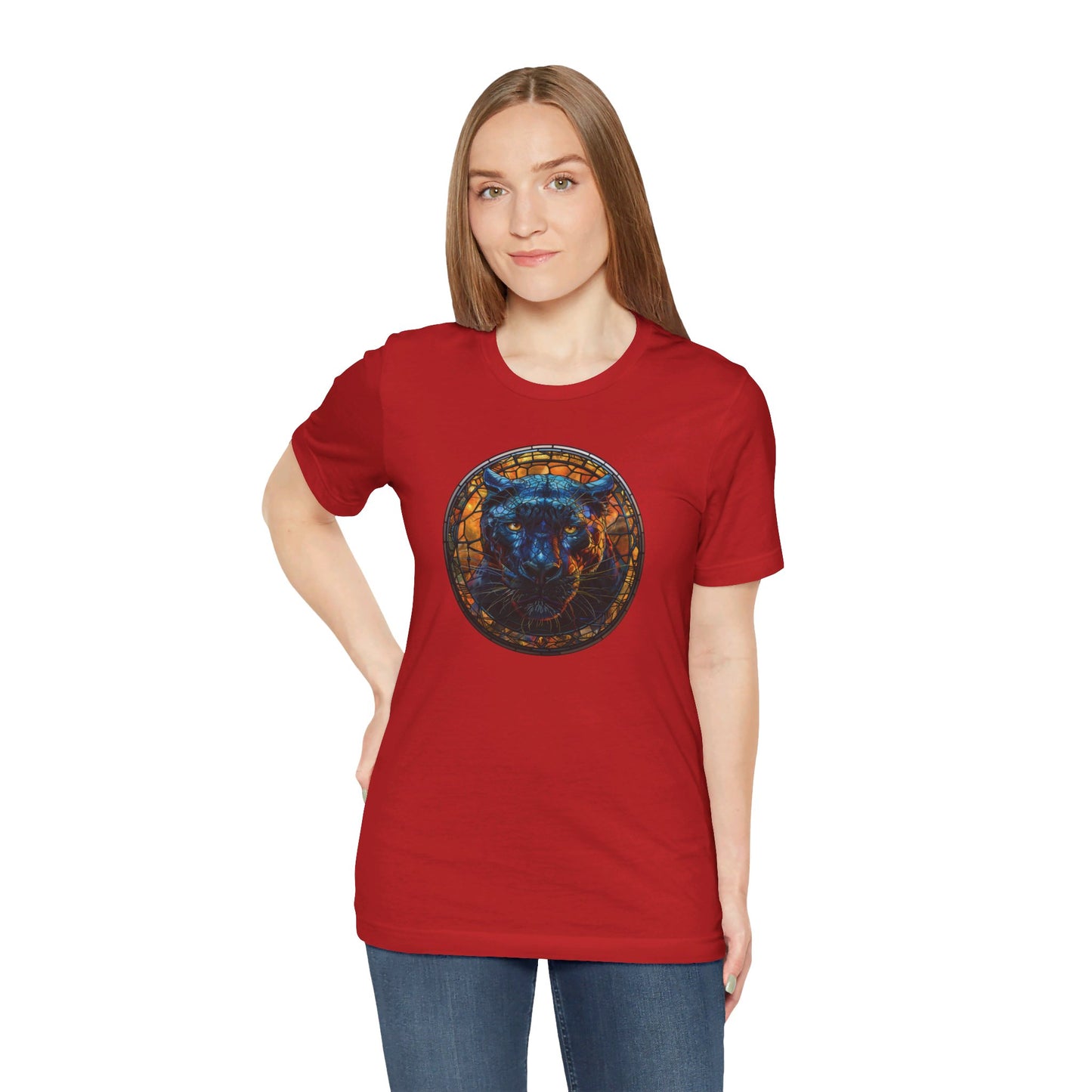 Majestic Black Panther T-Shirt, Black Panther T-Shirt, Black Panther Shirt, Black Panther Graphic Design, Gift for Her, Gift for Him, Animal T-Shirt, Colorful Black Panther, Colorful Design, Unisex Jersey Short Sleeve Tee