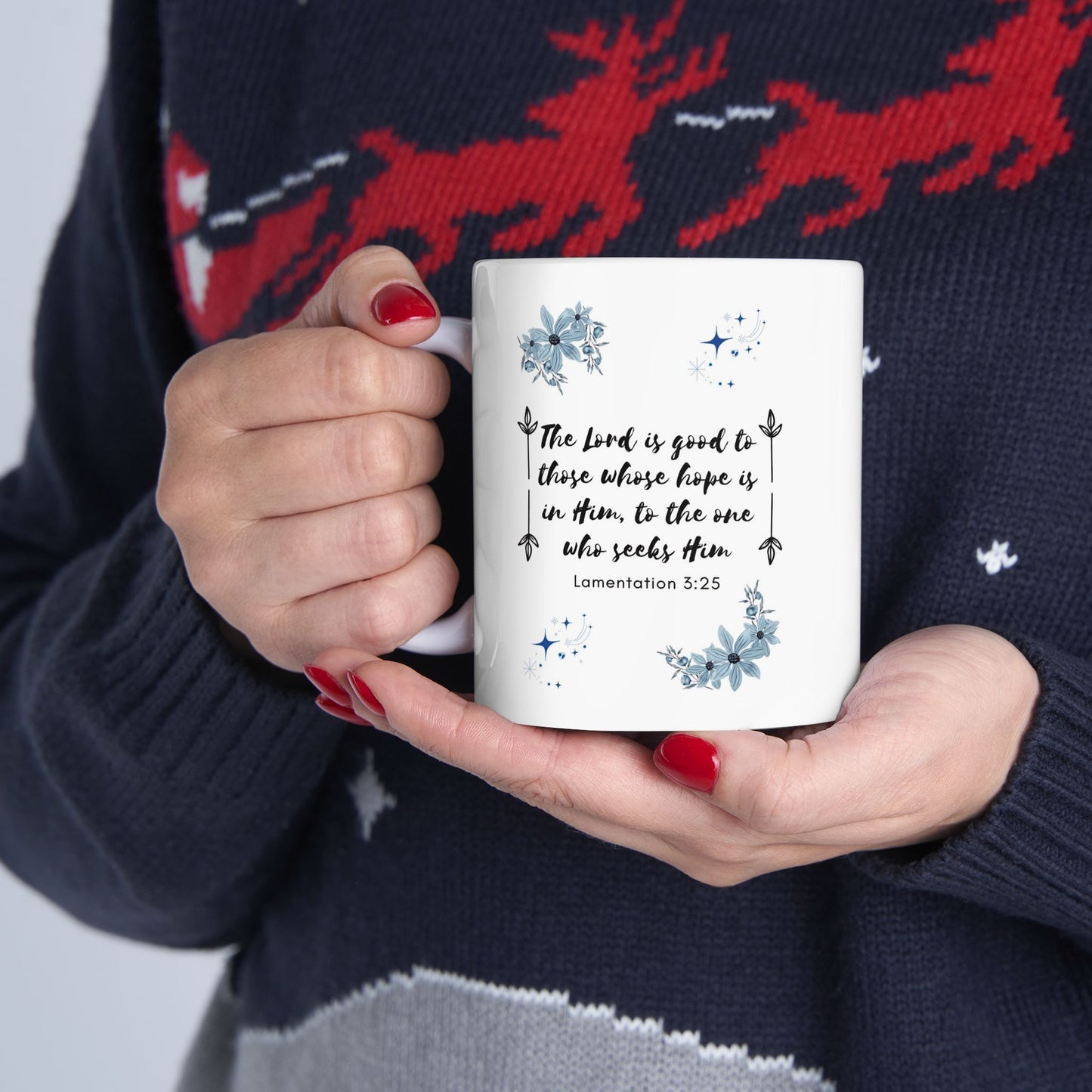Bible Verse Mug, Christian Coffee Mug, Christian Gifts, Faith Mug, Inspirational Mug, Lamentations 3:25, Christian 15oz Ceramic Coffee Mug