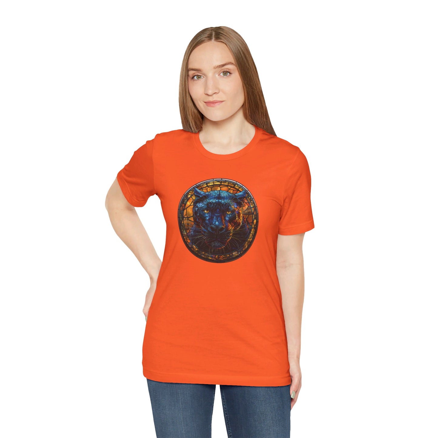 Majestic Black Panther T-Shirt, Black Panther T-Shirt, Black Panther Shirt, Black Panther Graphic Design, Gift for Her, Gift for Him, Animal T-Shirt, Colorful Black Panther, Colorful Design, Unisex Jersey Short Sleeve Tee