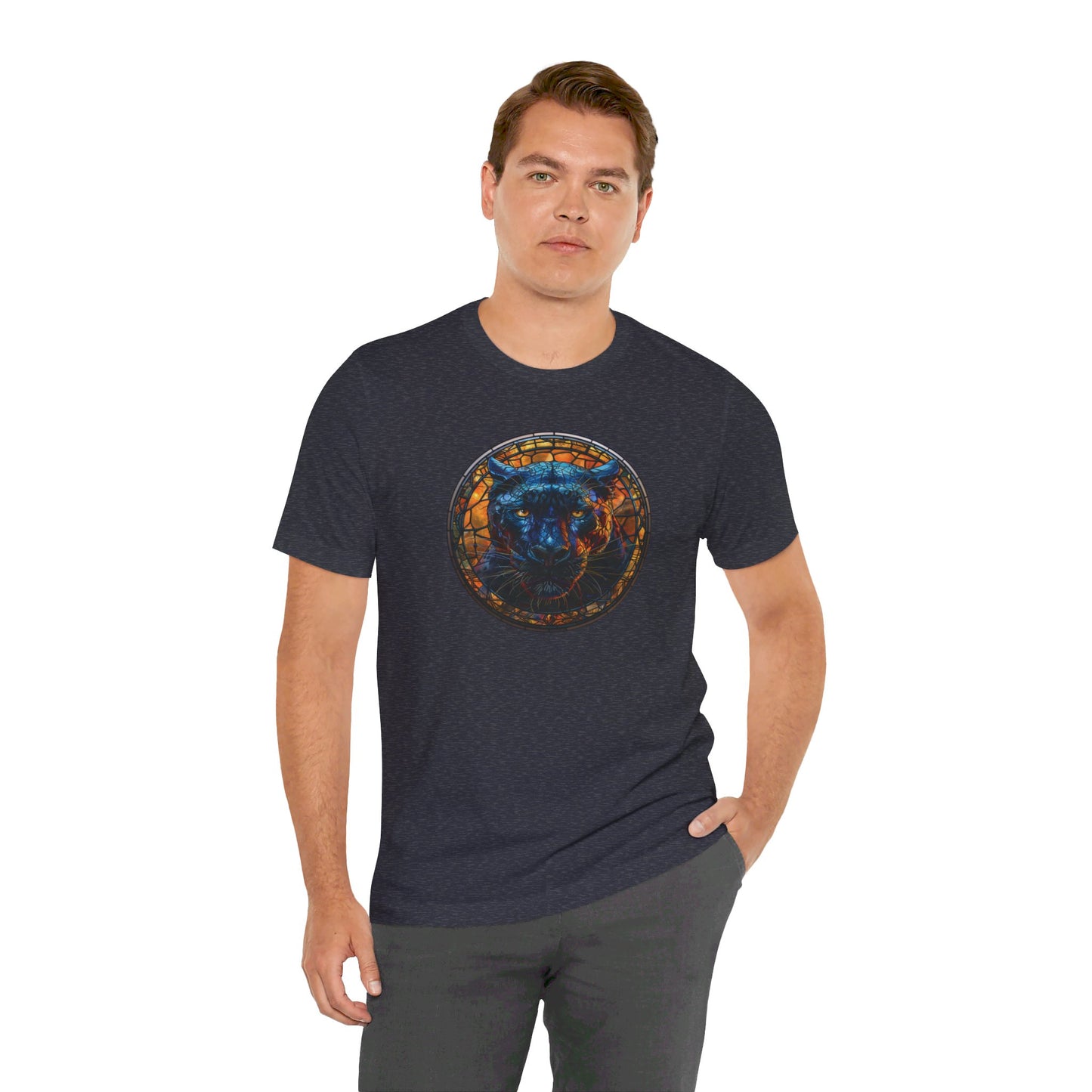Majestic Black Panther T-Shirt, Black Panther T-Shirt, Black Panther Shirt, Black Panther Graphic Design, Gift for Her, Gift for Him, Animal T-Shirt, Colorful Black Panther, Colorful Design, Unisex Jersey Short Sleeve Tee
