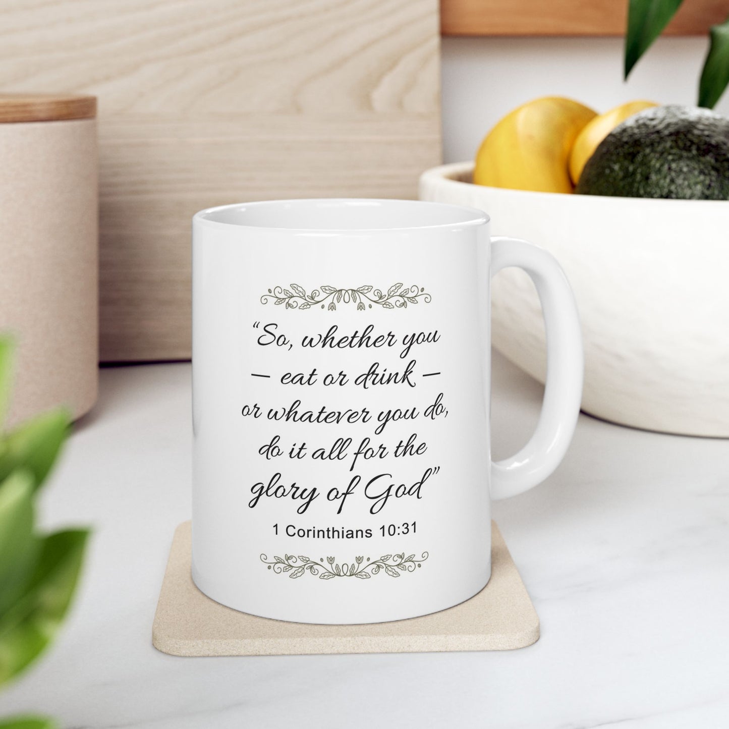 Bible Verse Mug, Christian Coffee Mug, Christian Gifts, Faith Mug, Inspirational Mug, 1 Corinthians 10:31, Christian 15oz Ceramic Coffee Mug