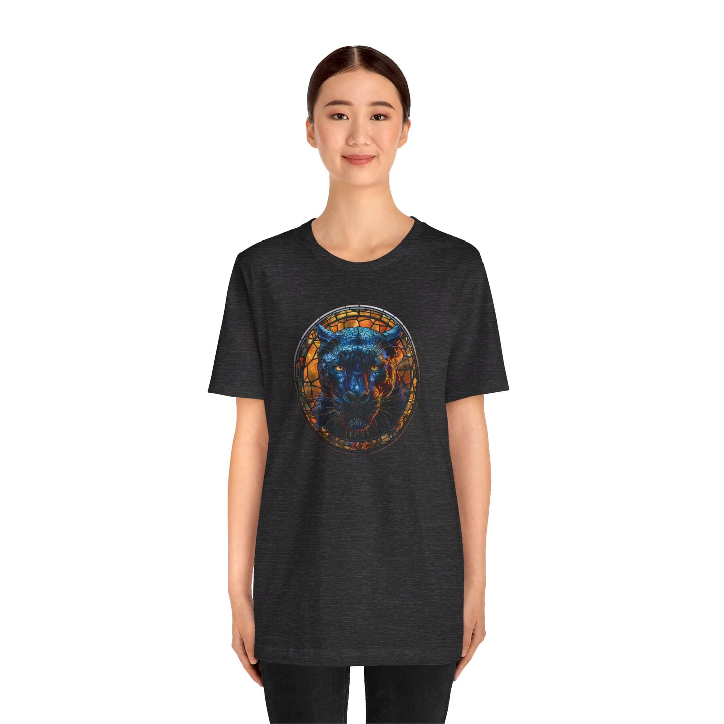 Majestic Black Panther T-Shirt, Black Panther T-Shirt, Black Panther Shirt, Black Panther Graphic Design, Gift for Her, Gift for Him, Animal T-Shirt, Colorful Black Panther, Colorful Design, Unisex Jersey Short Sleeve Tee