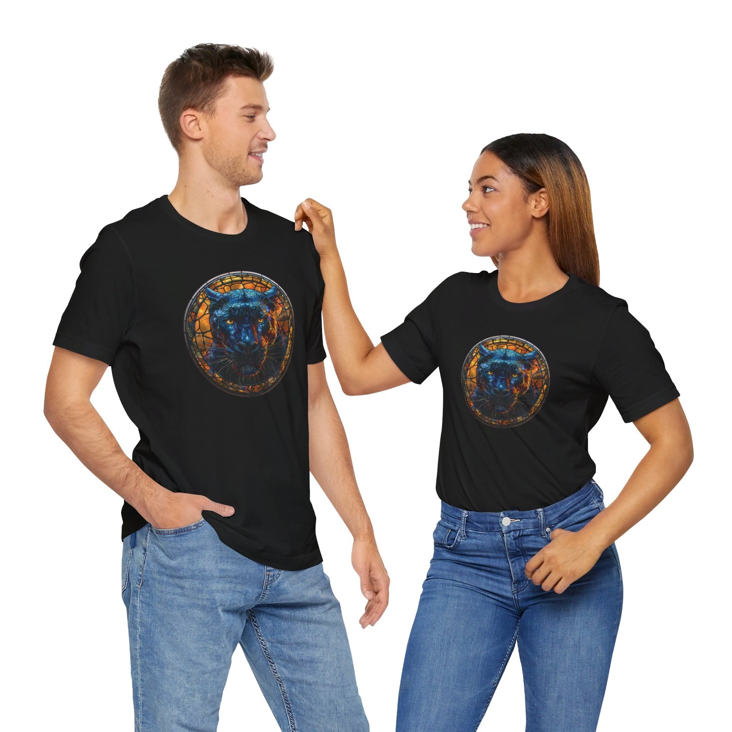 Majestic Black Panther T-Shirt, Black Panther T-Shirt, Black Panther Shirt, Black Panther Graphic Design, Gift for Her, Gift for Him, Animal T-Shirt, Colorful Black Panther, Colorful Design, Unisex Jersey Short Sleeve Tee