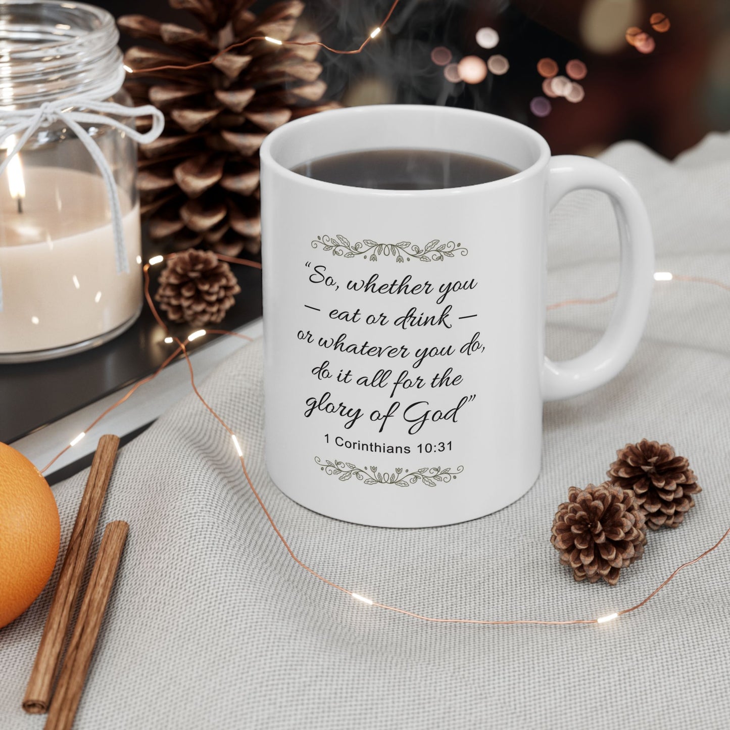 Bible Verse Mug, Christian Coffee Mug, Christian Gifts, Faith Mug, Inspirational Mug, 1 Corinthians 10:31, Christian 15oz Ceramic Coffee Mug