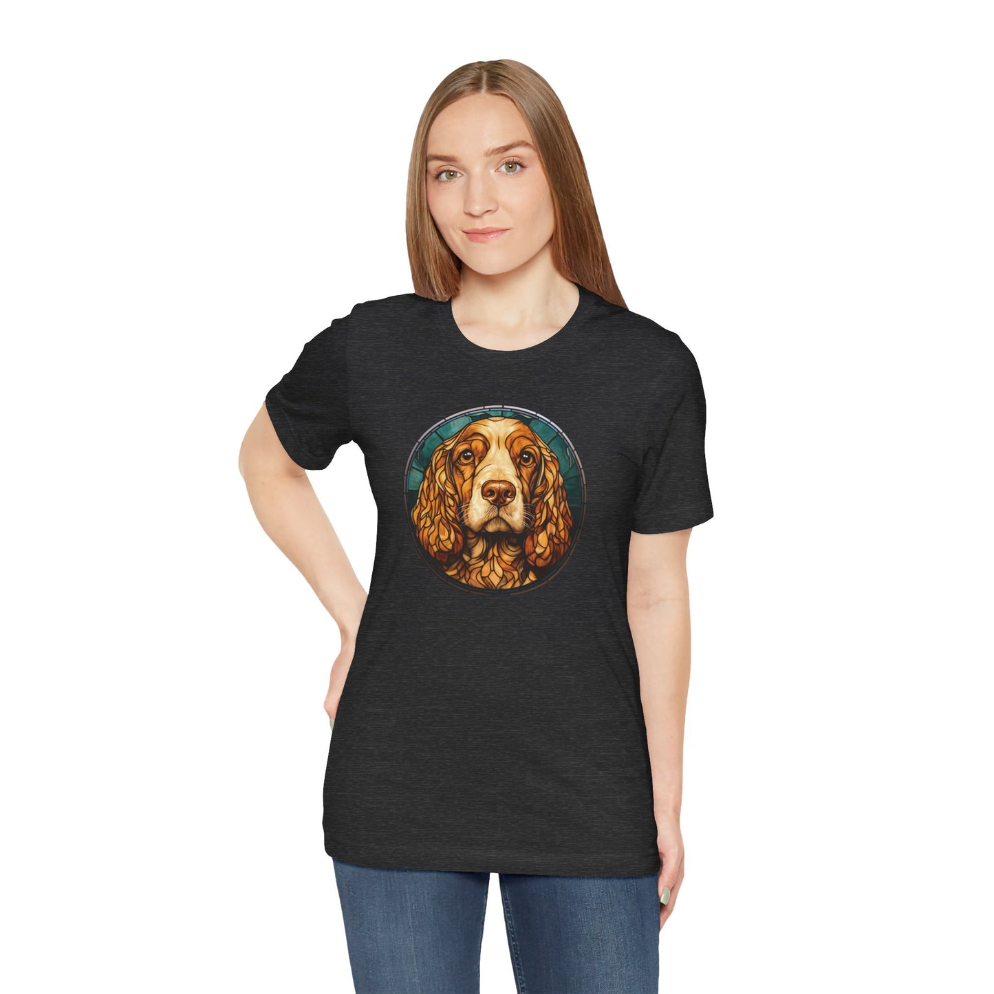 English Cocker Spaniel T-Shirt, English Cocker Spaniel Shirt, English Cocker Spaniel Graphic Design, Gift for Her, Gift for Him, Pet Lover T-Shirt, Pet T-Shirt, Colorful English Cocker Spaniel, Colorful Design, Unisex Jersey Short Sleeve Tee
