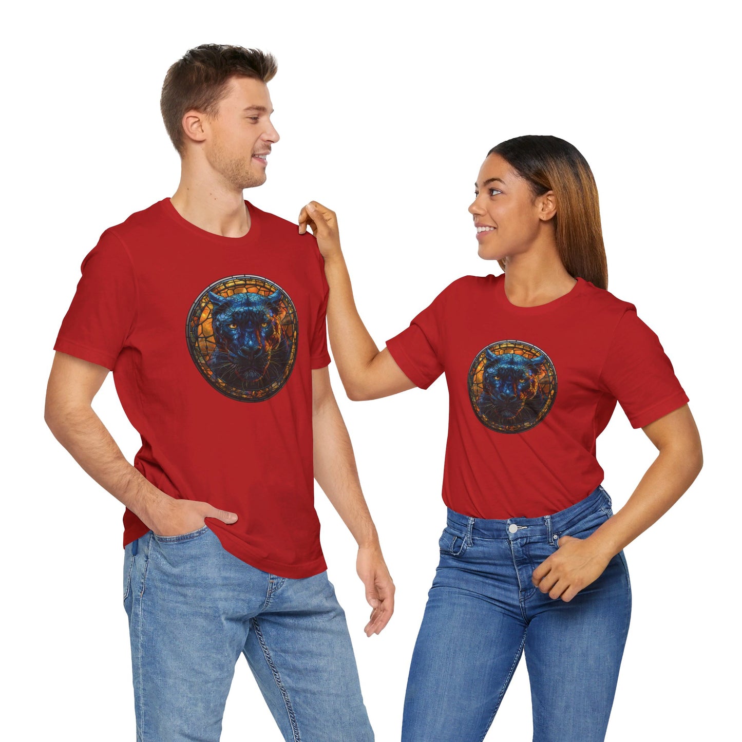 Majestic Black Panther T-Shirt, Black Panther T-Shirt, Black Panther Shirt, Black Panther Graphic Design, Gift for Her, Gift for Him, Animal T-Shirt, Colorful Black Panther, Colorful Design, Unisex Jersey Short Sleeve Tee