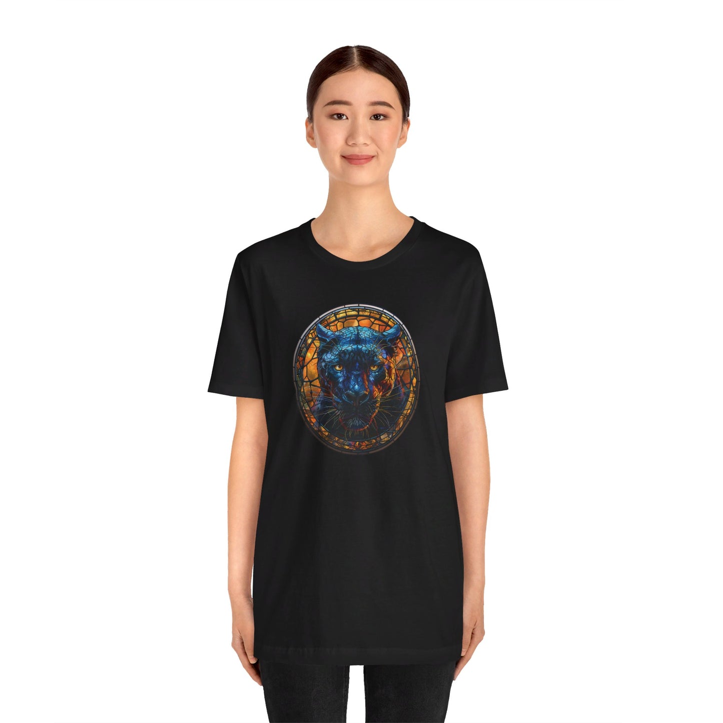 Majestic Black Panther T-Shirt, Black Panther T-Shirt, Black Panther Shirt, Black Panther Graphic Design, Gift for Her, Gift for Him, Animal T-Shirt, Colorful Black Panther, Colorful Design, Unisex Jersey Short Sleeve Tee