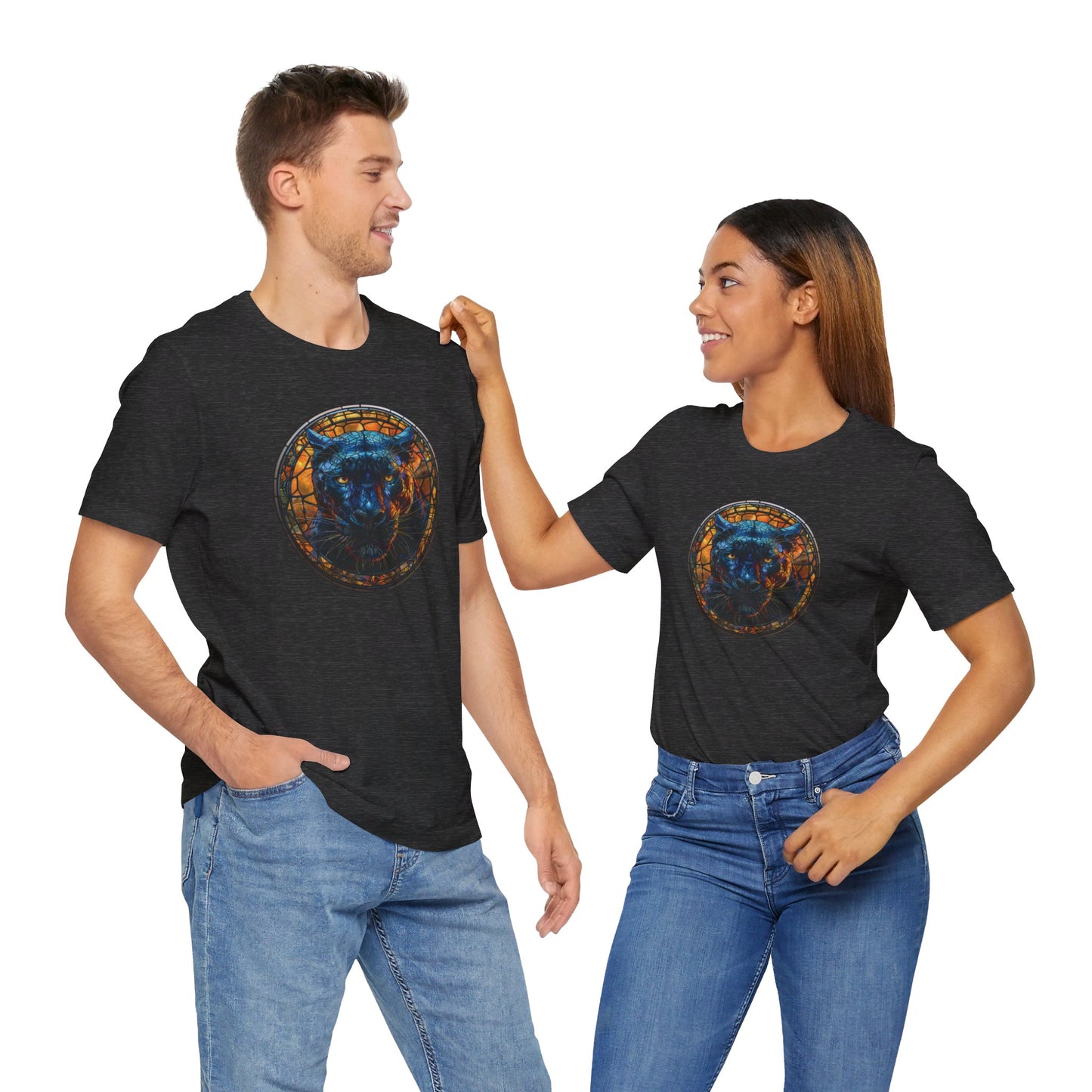 Majestic Black Panther T-Shirt, Black Panther T-Shirt, Black Panther Shirt, Black Panther Graphic Design, Gift for Her, Gift for Him, Animal T-Shirt, Colorful Black Panther, Colorful Design, Unisex Jersey Short Sleeve Tee