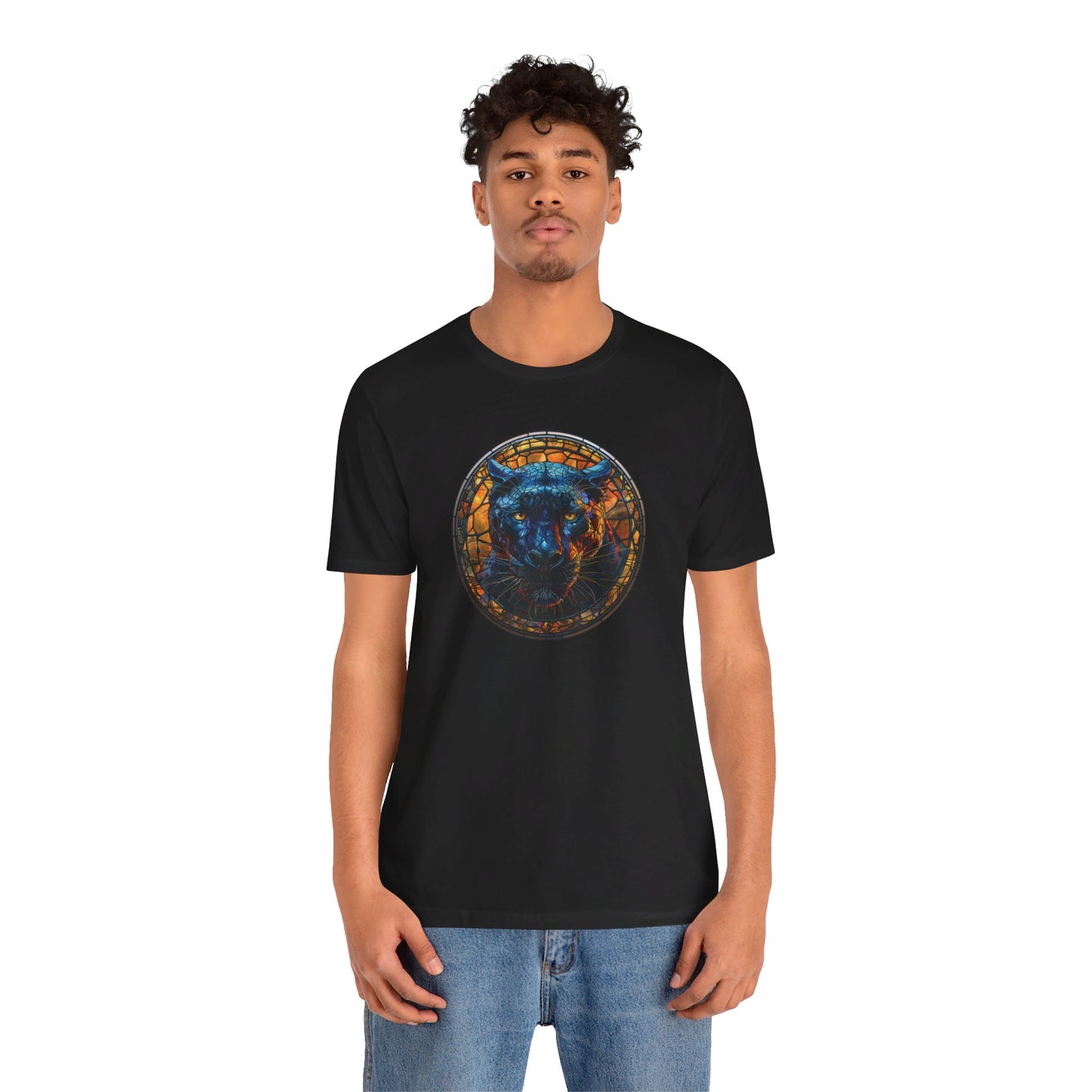 Majestic Black Panther T-Shirt, Black Panther T-Shirt, Black Panther Shirt, Black Panther Graphic Design, Gift for Her, Gift for Him, Animal T-Shirt, Colorful Black Panther, Colorful Design, Unisex Jersey Short Sleeve Tee