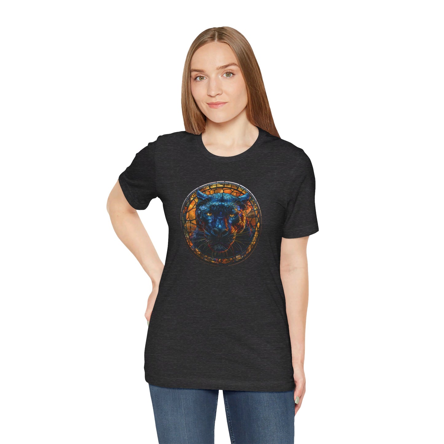 Majestic Black Panther T-Shirt, Black Panther T-Shirt, Black Panther Shirt, Black Panther Graphic Design, Gift for Her, Gift for Him, Animal T-Shirt, Colorful Black Panther, Colorful Design, Unisex Jersey Short Sleeve Tee