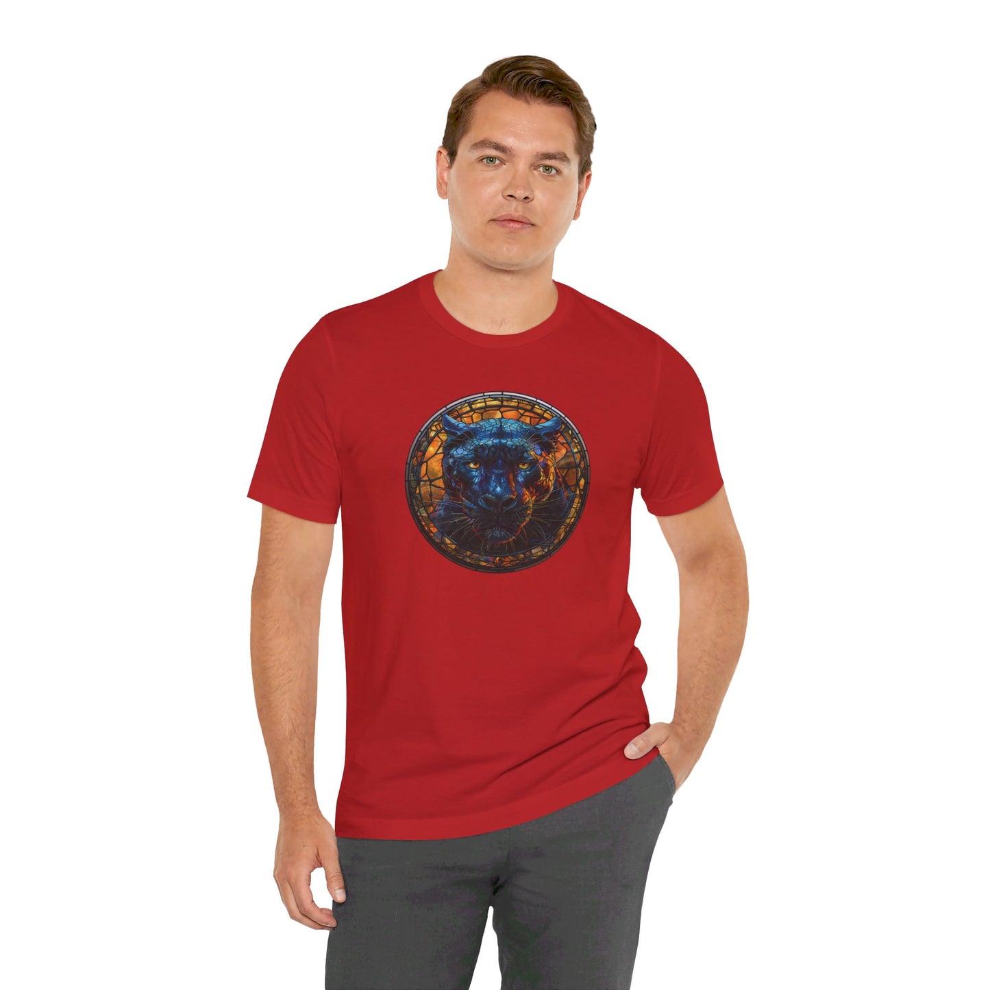 Majestic Black Panther T-Shirt, Black Panther T-Shirt, Black Panther Shirt, Black Panther Graphic Design, Gift for Her, Gift for Him, Animal T-Shirt, Colorful Black Panther, Colorful Design, Unisex Jersey Short Sleeve Tee