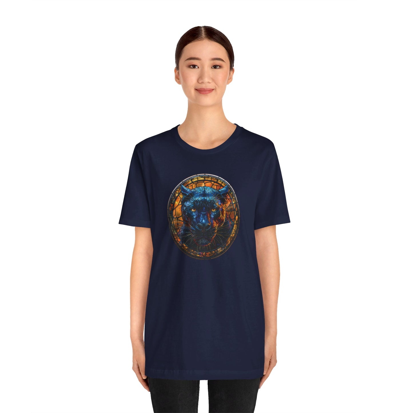 Majestic Black Panther T-Shirt, Black Panther T-Shirt, Black Panther Shirt, Black Panther Graphic Design, Gift for Her, Gift for Him, Animal T-Shirt, Colorful Black Panther, Colorful Design, Unisex Jersey Short Sleeve Tee