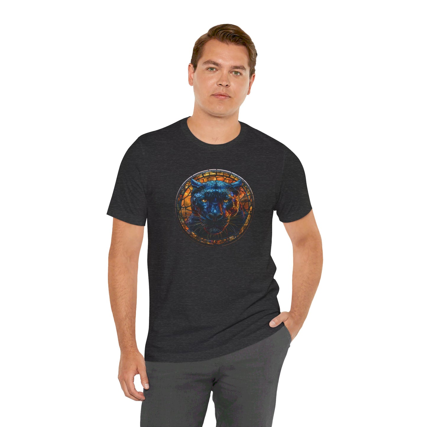 Majestic Black Panther T-Shirt, Black Panther T-Shirt, Black Panther Shirt, Black Panther Graphic Design, Gift for Her, Gift for Him, Animal T-Shirt, Colorful Black Panther, Colorful Design, Unisex Jersey Short Sleeve Tee