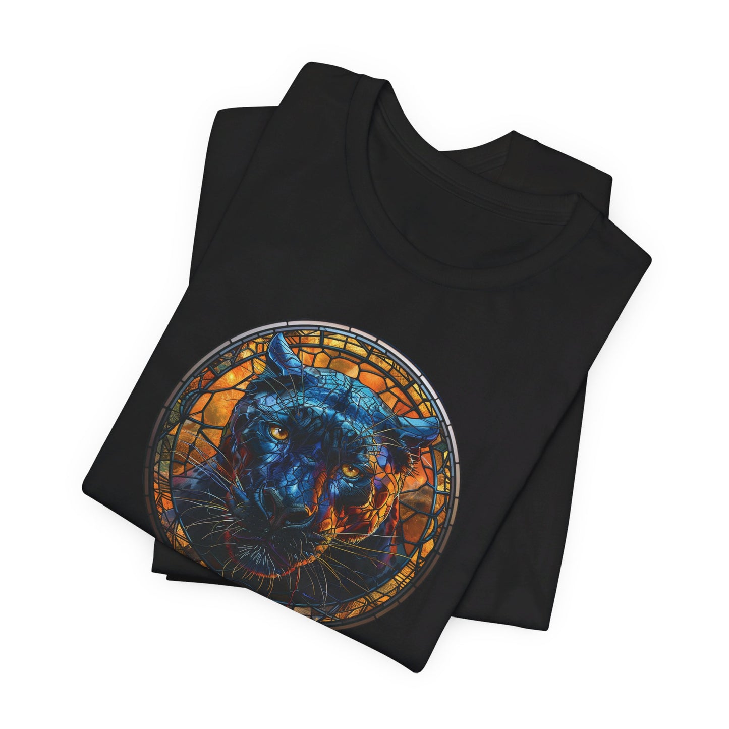 Majestic Black Panther T-Shirt, Black Panther T-Shirt, Black Panther Shirt, Black Panther Graphic Design, Gift for Her, Gift for Him, Animal T-Shirt, Colorful Black Panther, Colorful Design, Unisex Jersey Short Sleeve Tee