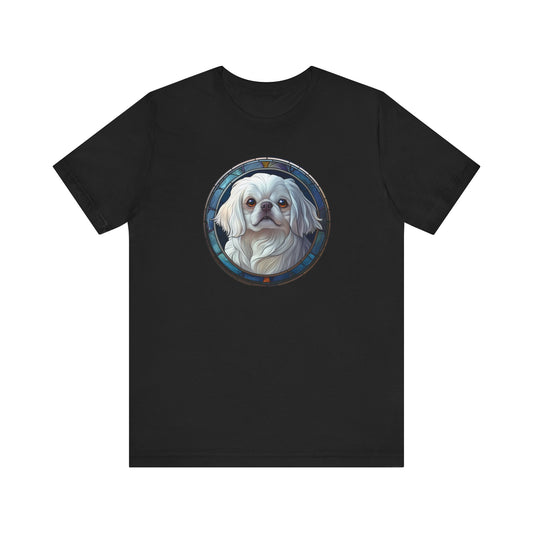 White Pekingese T-Shirt, White Pekingese Shirt, White Pekingese Graphic Design, Gift for Her, Gift for Him, Pet Lover T-Shirt, Pet T-Shirt, Colorful White Pekingese, Colorful Design, Unisex Jersey Short Sleeve Tee