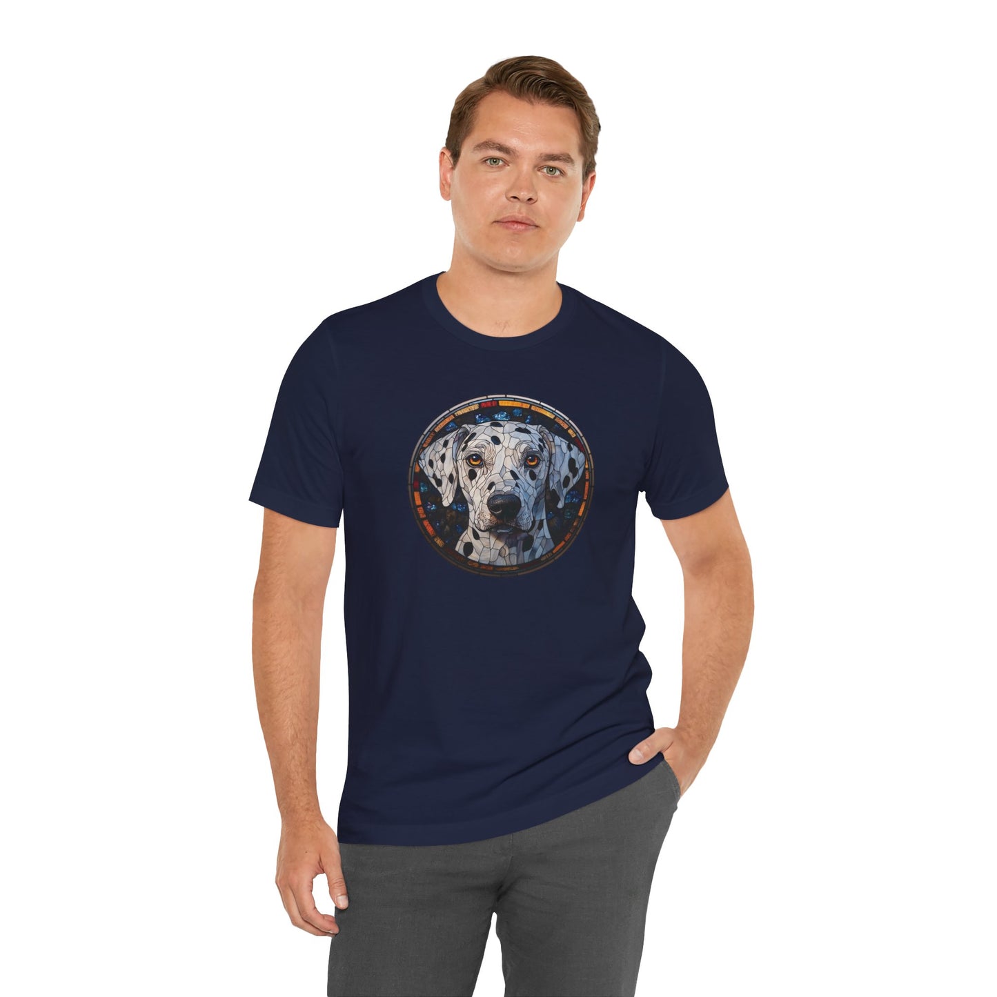 Dalmatian T-Shirt, Dalmatian Shirt, Dalmatian Graphic Design, Gift for Her, Gift for Him, Pet Lover T-Shirt, Pet T-Shirt, Colorful Dalmatian, Colorful Design, Unisex Jersey Short Sleeve Tee