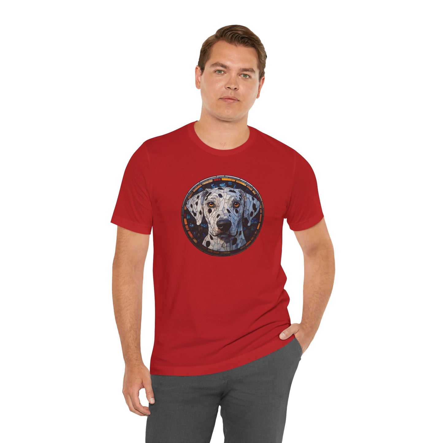 Dalmatian T-Shirt, Dalmatian Shirt, Dalmatian Graphic Design, Gift for Her, Gift for Him, Pet Lover T-Shirt, Pet T-Shirt, Colorful Dalmatian, Colorful Design, Unisex Jersey Short Sleeve Tee