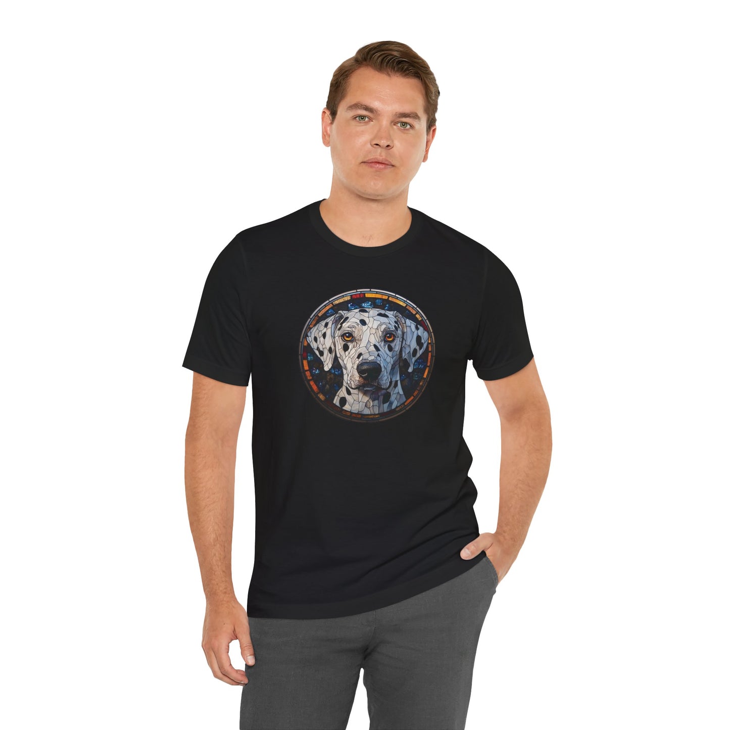 Dalmatian T-Shirt, Dalmatian Shirt, Dalmatian Graphic Design, Gift for Her, Gift for Him, Pet Lover T-Shirt, Pet T-Shirt, Colorful Dalmatian, Colorful Design, Unisex Jersey Short Sleeve Tee