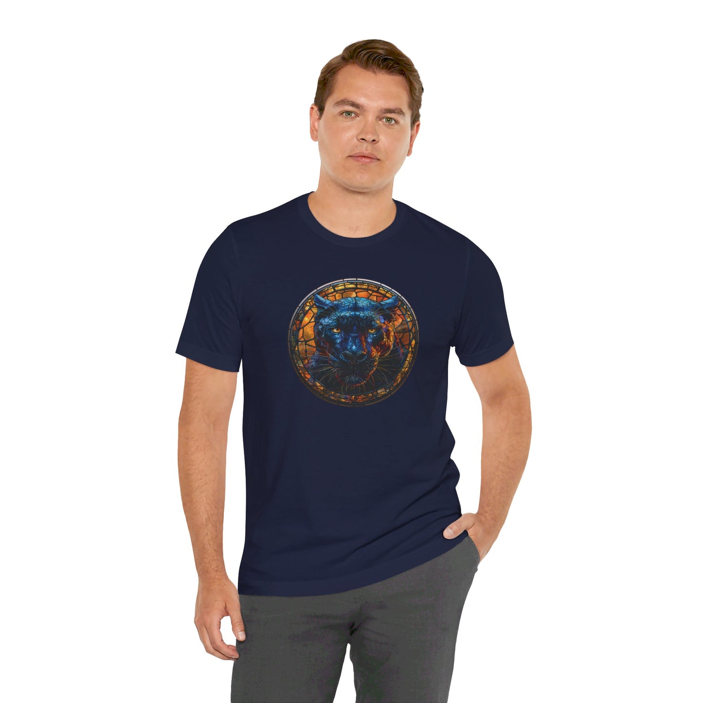 Majestic Black Panther T-Shirt, Black Panther T-Shirt, Black Panther Shirt, Black Panther Graphic Design, Gift for Her, Gift for Him, Animal T-Shirt, Colorful Black Panther, Colorful Design, Unisex Jersey Short Sleeve Tee