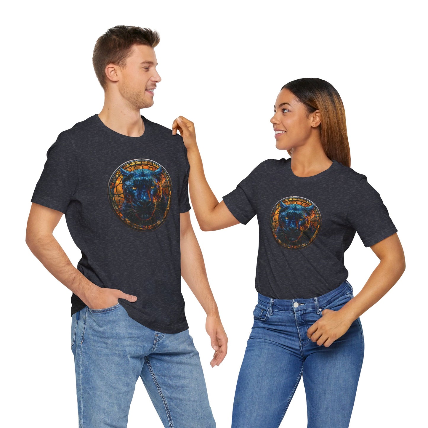 Majestic Black Panther T-Shirt, Black Panther T-Shirt, Black Panther Shirt, Black Panther Graphic Design, Gift for Her, Gift for Him, Animal T-Shirt, Colorful Black Panther, Colorful Design, Unisex Jersey Short Sleeve Tee