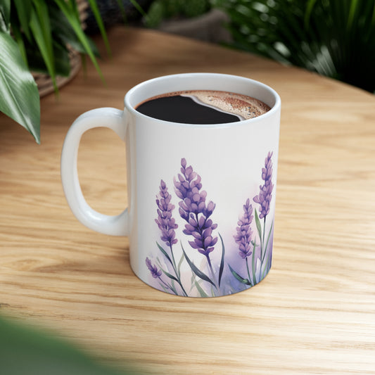 Lavender Flowers, Flower Garden Lover, Botanical Tea Cup, Floral Nature Mug, Boho Cottagecore Coffee Mug, Pressed Leaves Mug, Pressed Flowers Mug, Gift For Her